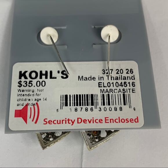 Marcasite and Blue Stone Earrings - Picture 4 of 4